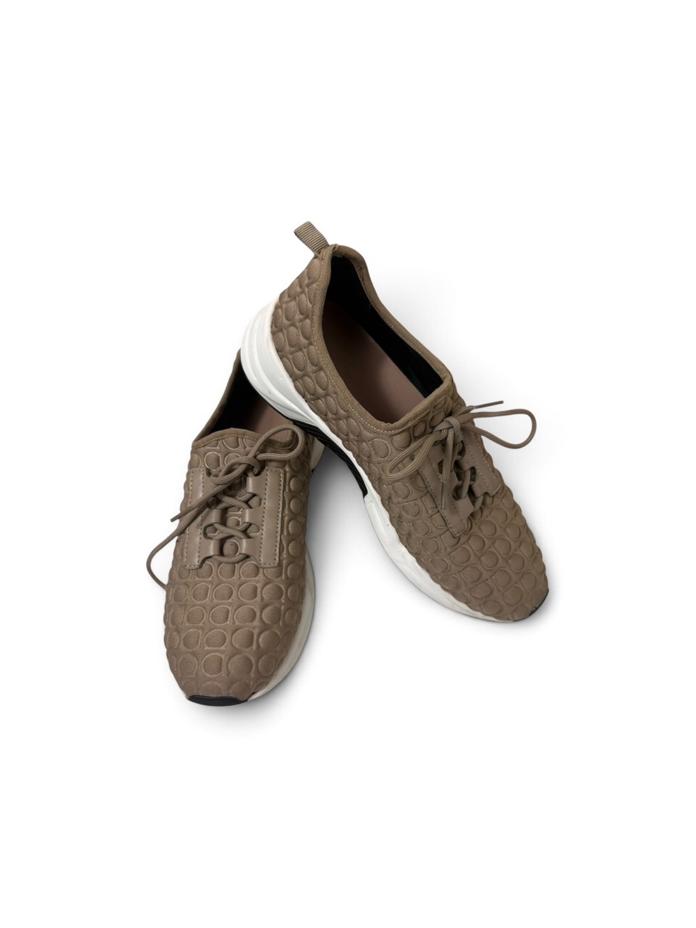 Paolo Taupe Quilted Lace-Up Sneakers